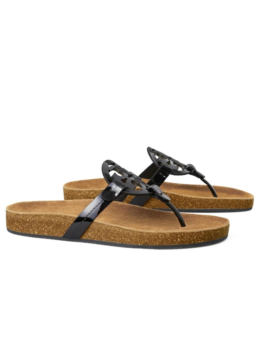 Tory Burch Women's Miller Cloud Leather Sandal - Black/Natural - Size 7